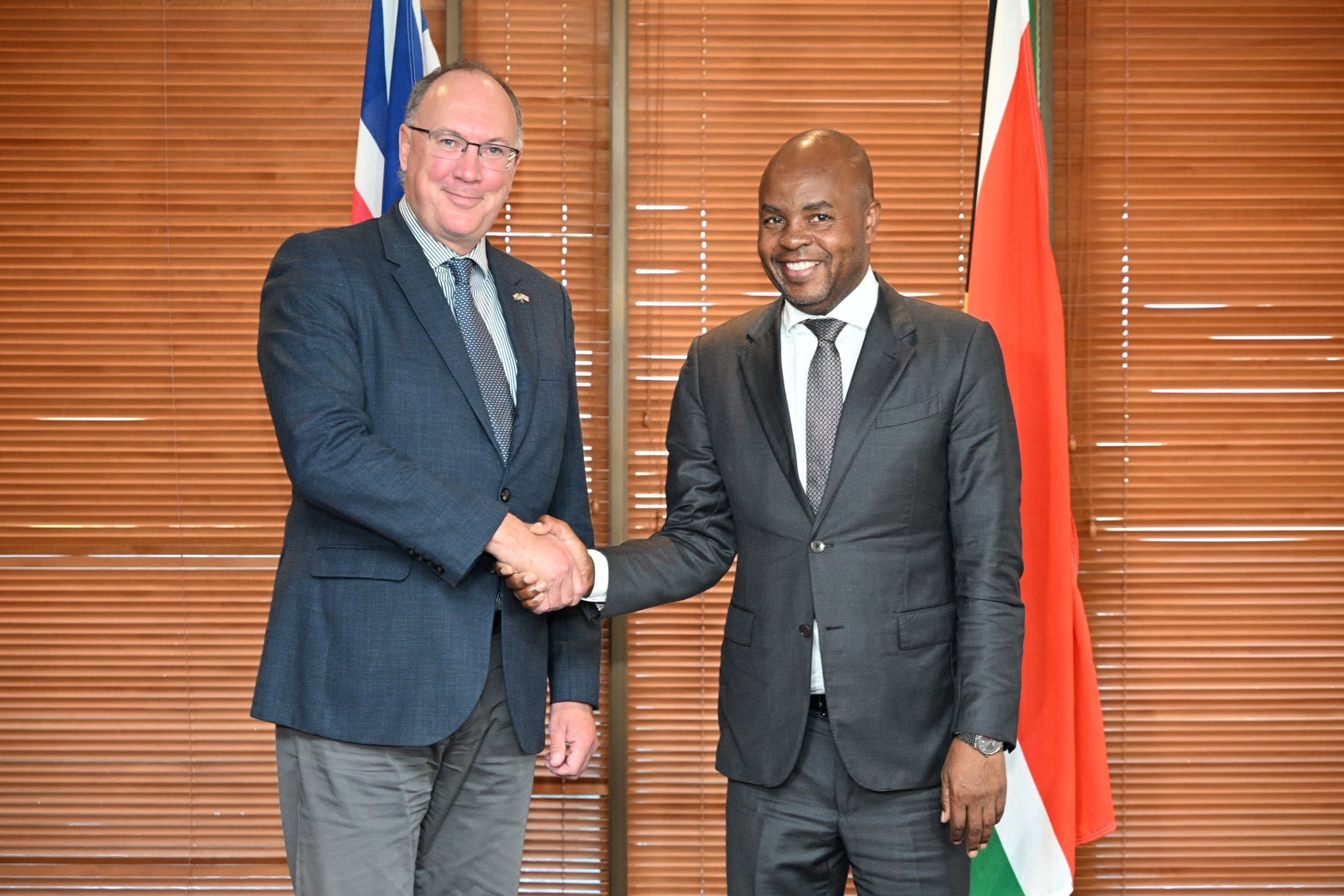 Photo of Premier Mr Mandla Ndlovu, with the British High Commissioner, Mr Antony Phillipson