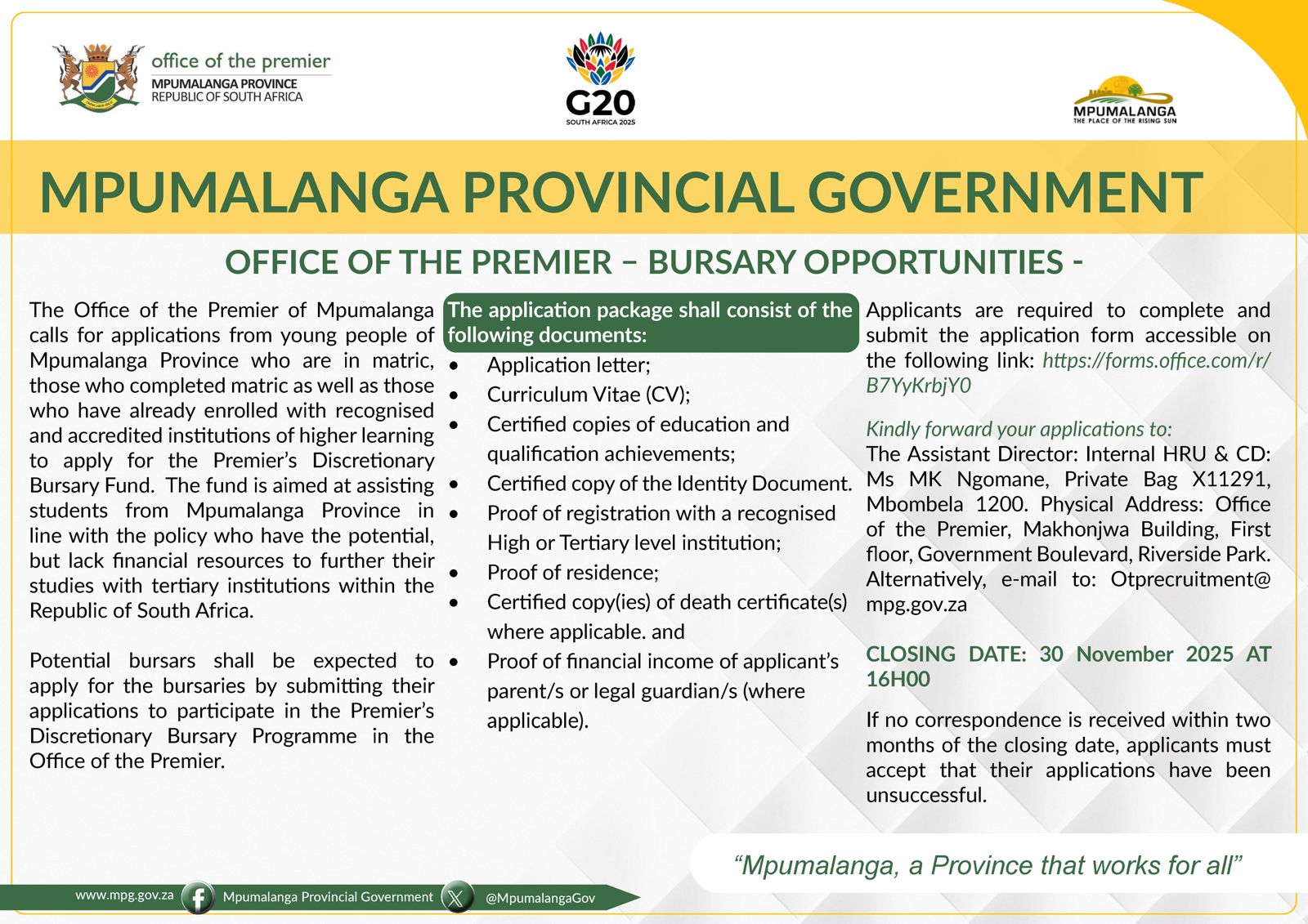 Poster of 2026 Premier's Discretionary Bursary Fund 