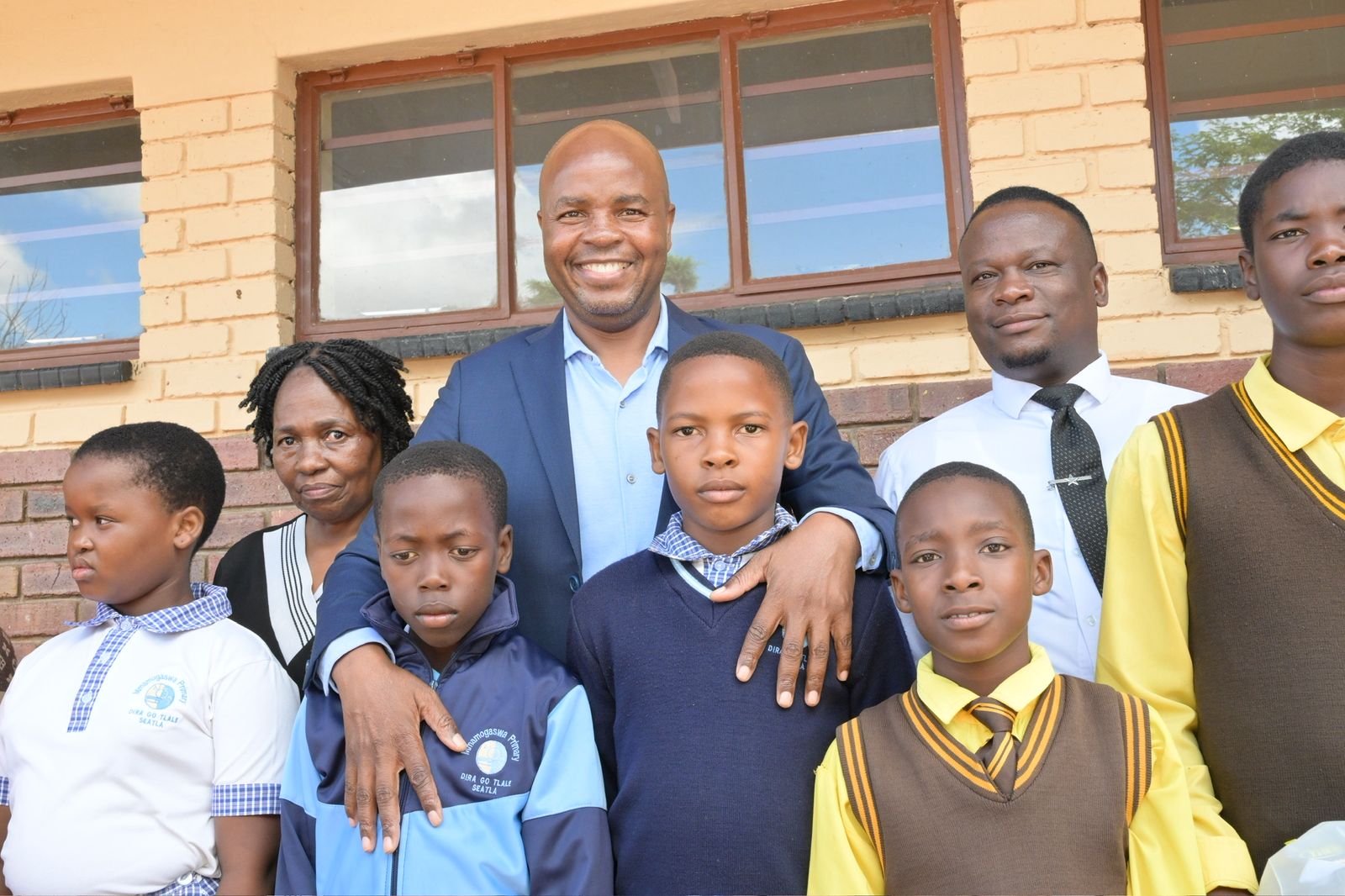Premier Ndlovu with students during EXCO Outreach Programme in Dr. JS Moroka LM