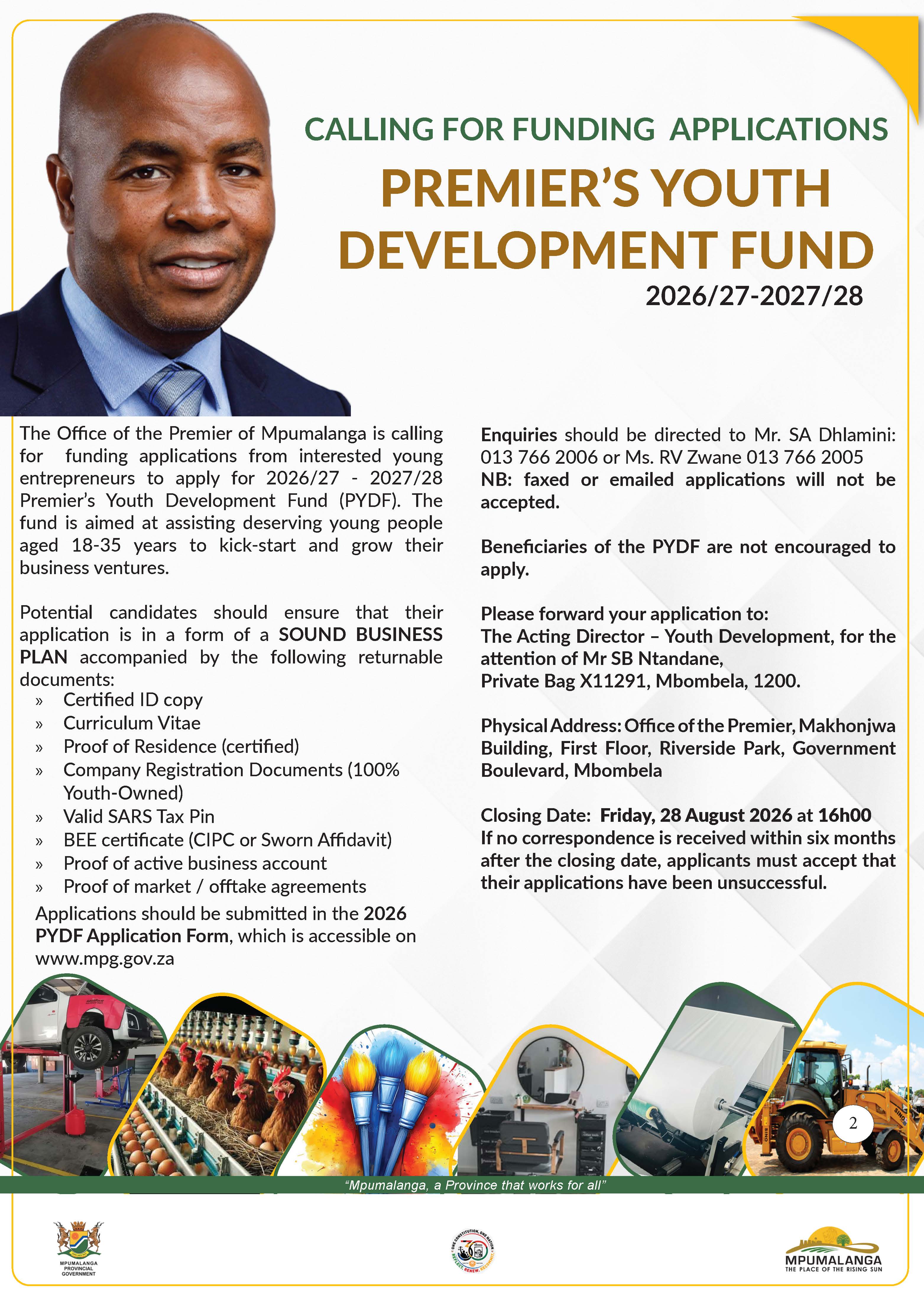 Applications for 2026/2027 Premier's Youth Development Fund are officially OPEN