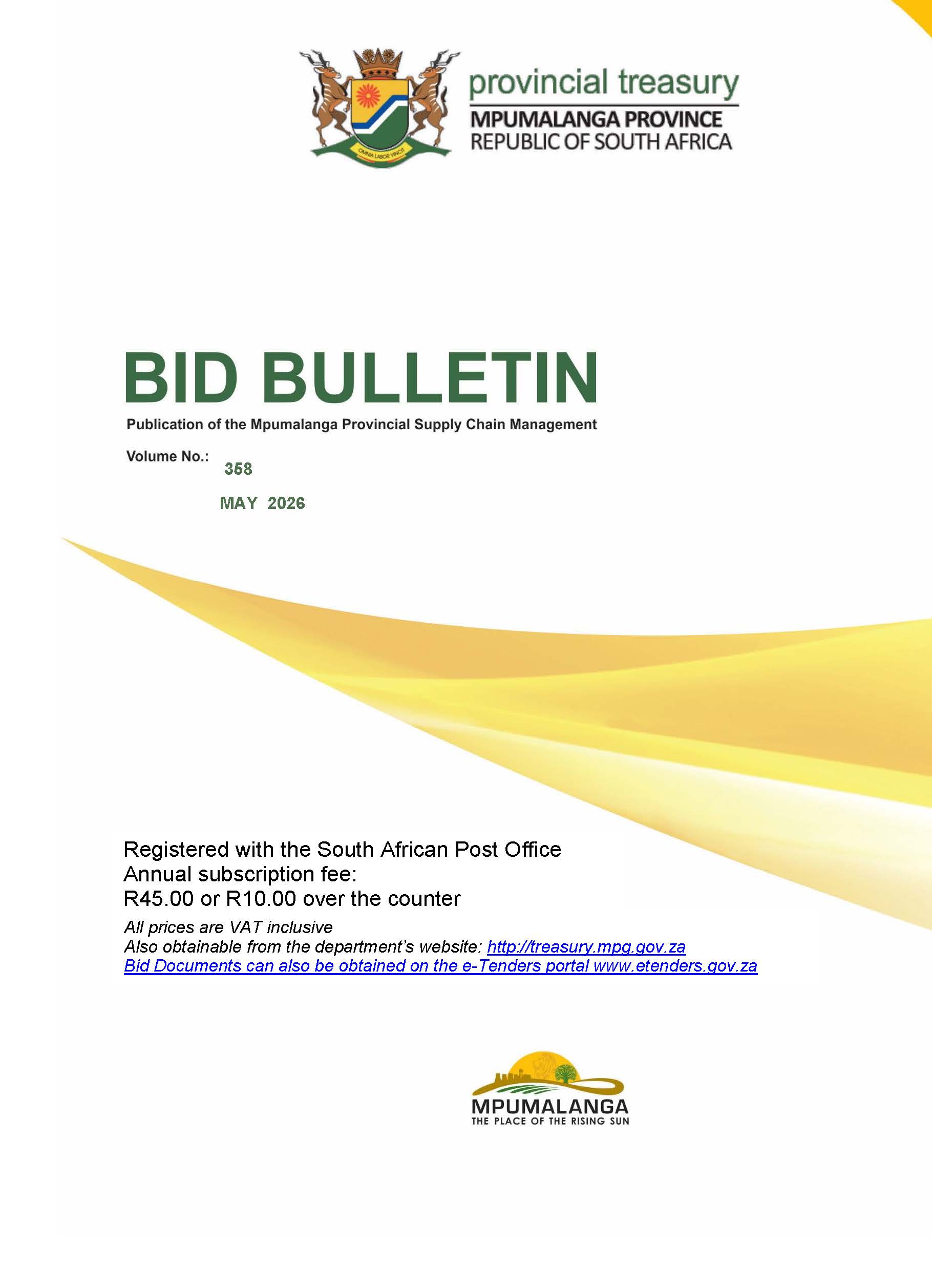 Read or download Tender Bulletin No 358