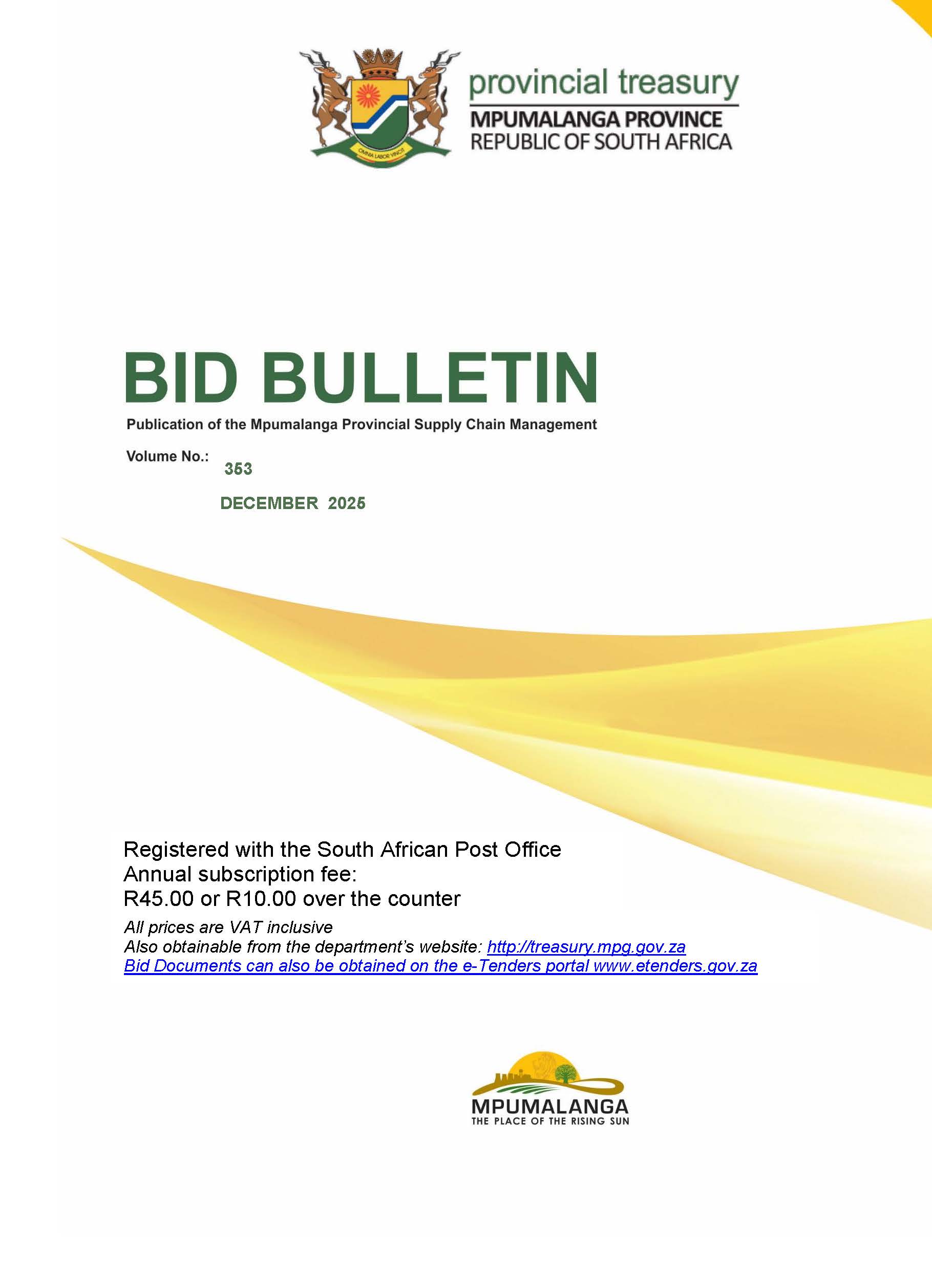Mpumalanga Provincial Tender Bulletin No 363