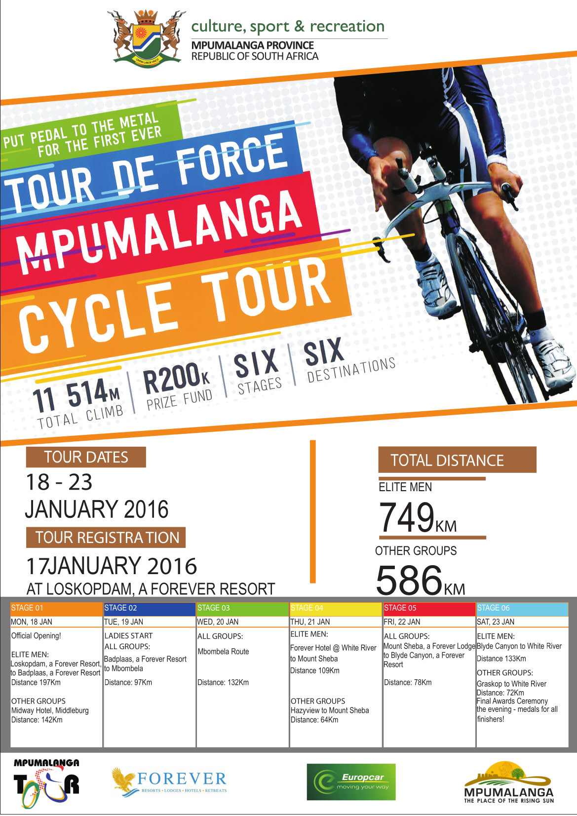 Tour De Force Mpumalanga Cycle Tour 2016 poster