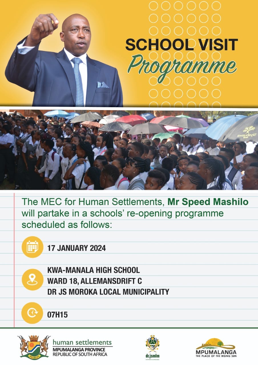 MEC Mashilo to visit Kwa-Manala High School on school opening day for 2024