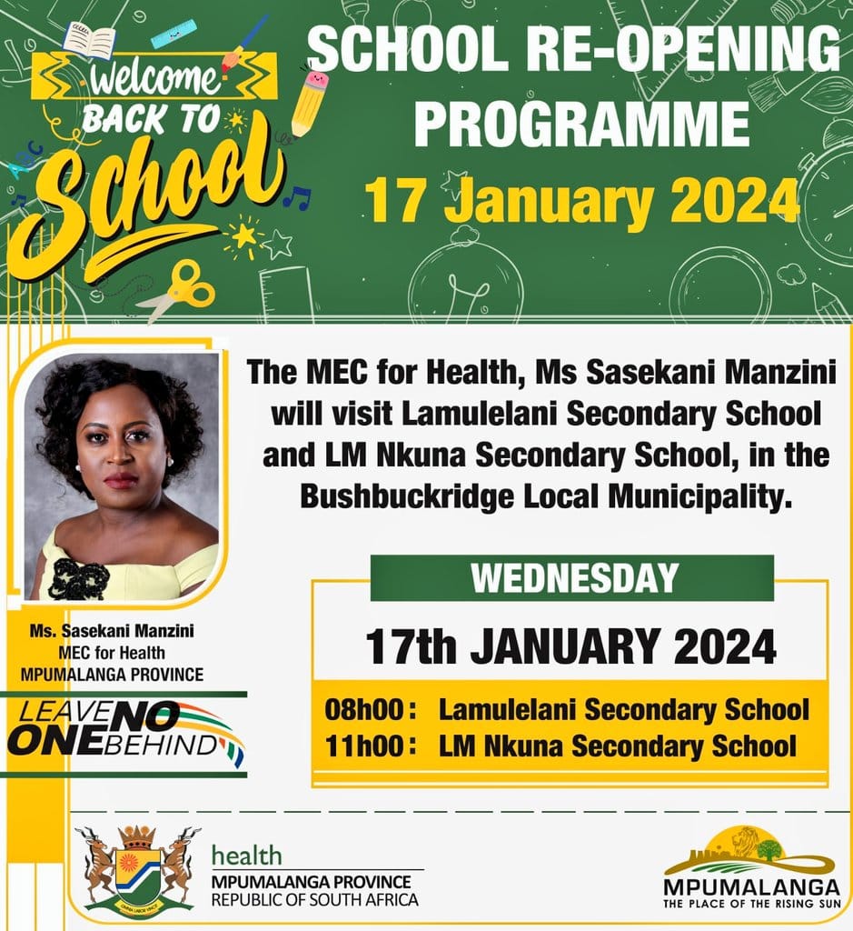 MEC Manzini to visit LM Nkuna Secondary School on school opening day for 2024