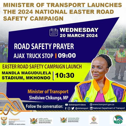 Minister of Transport launches the 2024 National Easter Road Safety campaign poster