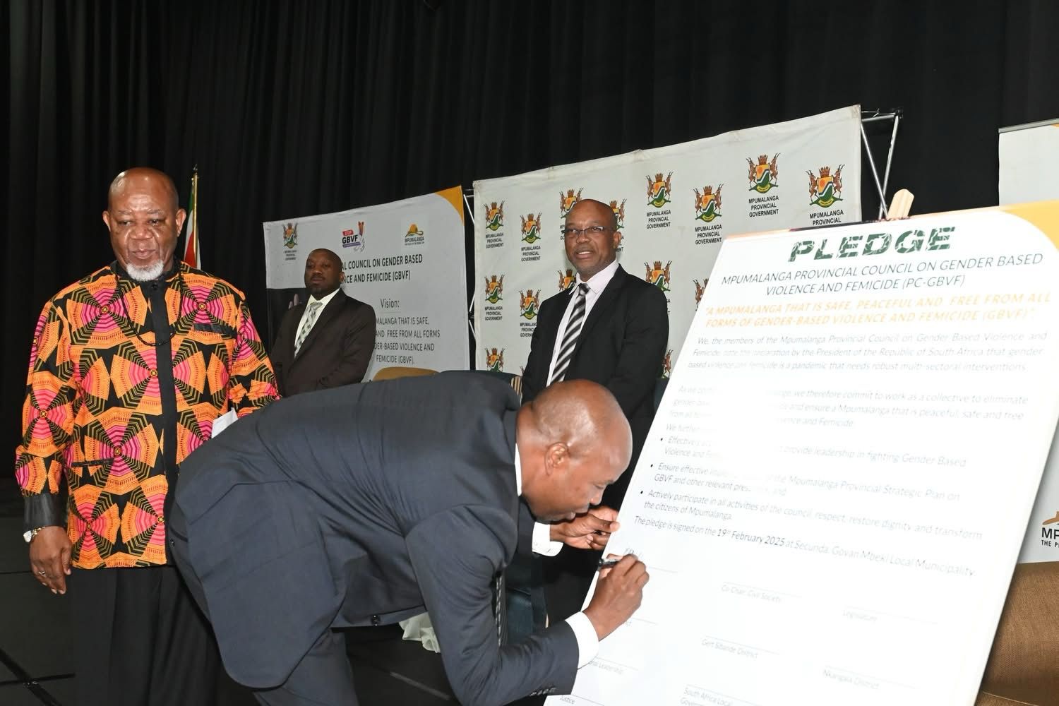 Signing of GBV and F pledge during launch of MPG GBV&F Policy