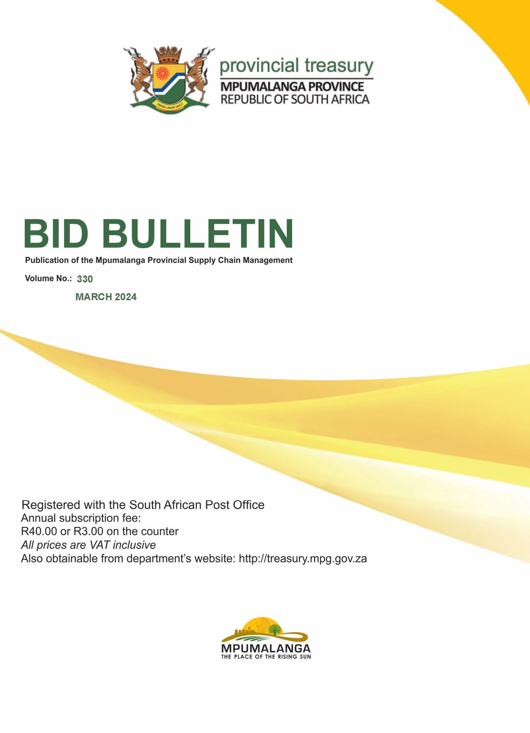 Tender Bulletin Volume 330